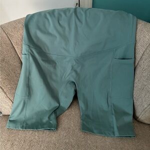 Maternity Light Green Women’s Athletic Shorts with Side Pockets